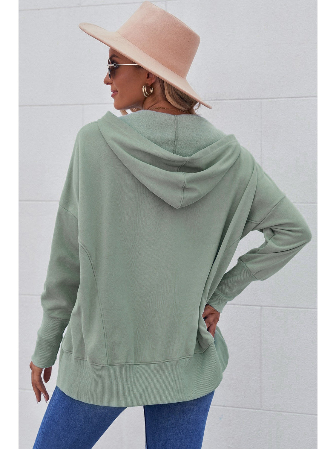 NicholesGifts Women Quarter-Snap Dropped Shoulder Hoodie NicholesGifts