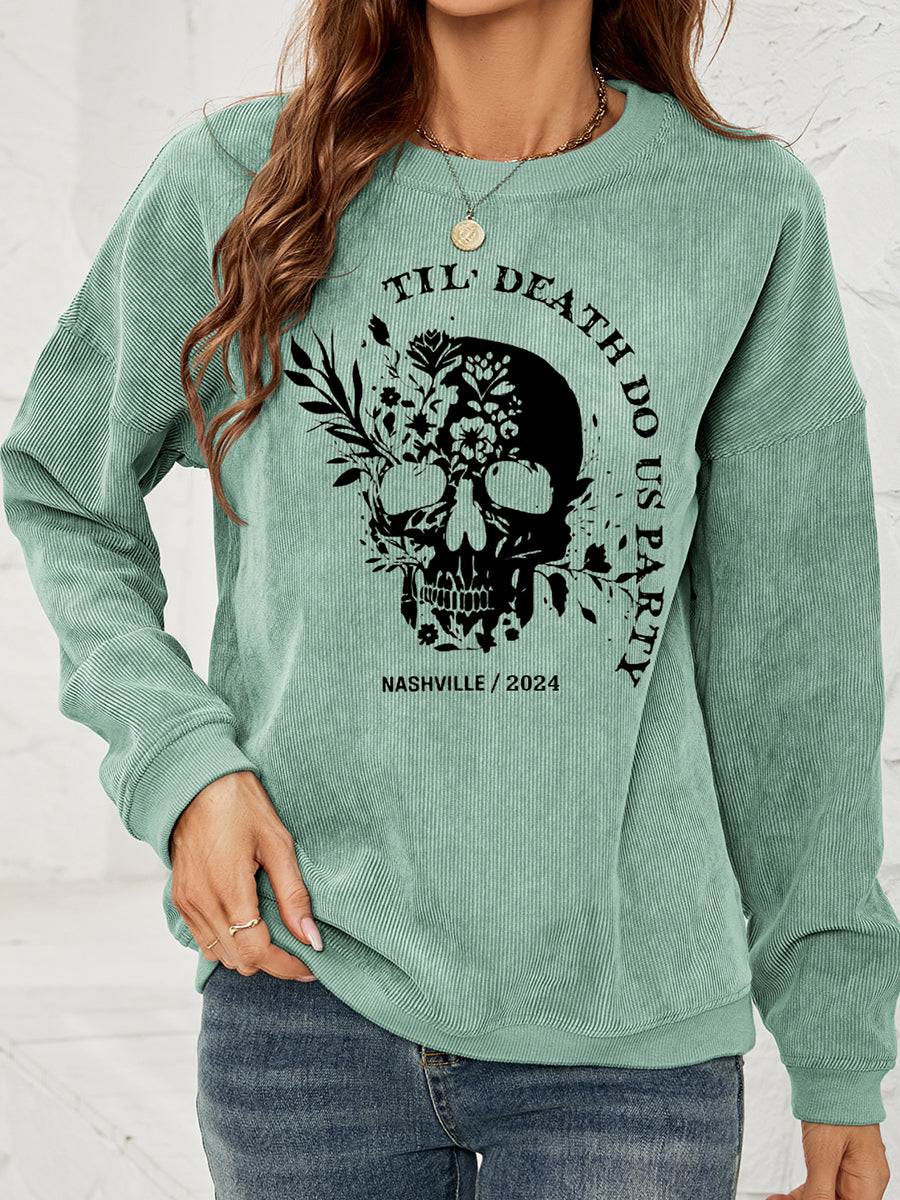 Women Skull Graphic Dropped Shoulder Sweatshirt NicholesGifts