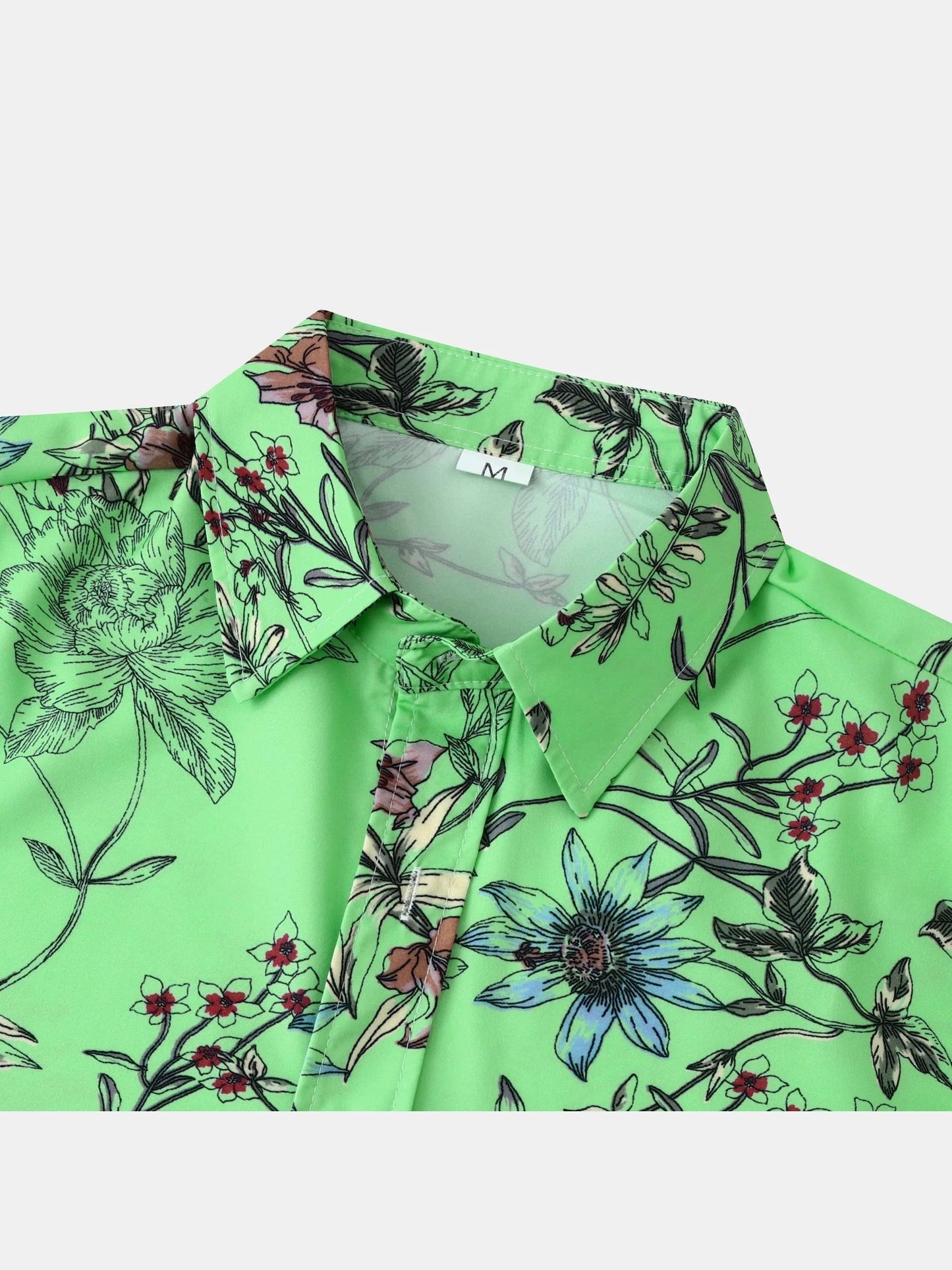 Men's Plus Size Floral Print Short Sleeve Button Down Casual Shirt Trendsi