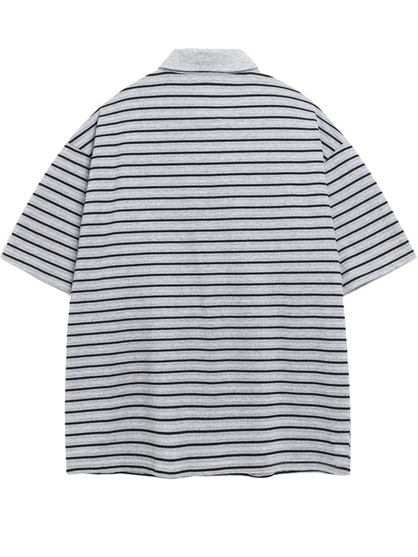 Men's Oversized Striped Short Sleeve Polo Shirt