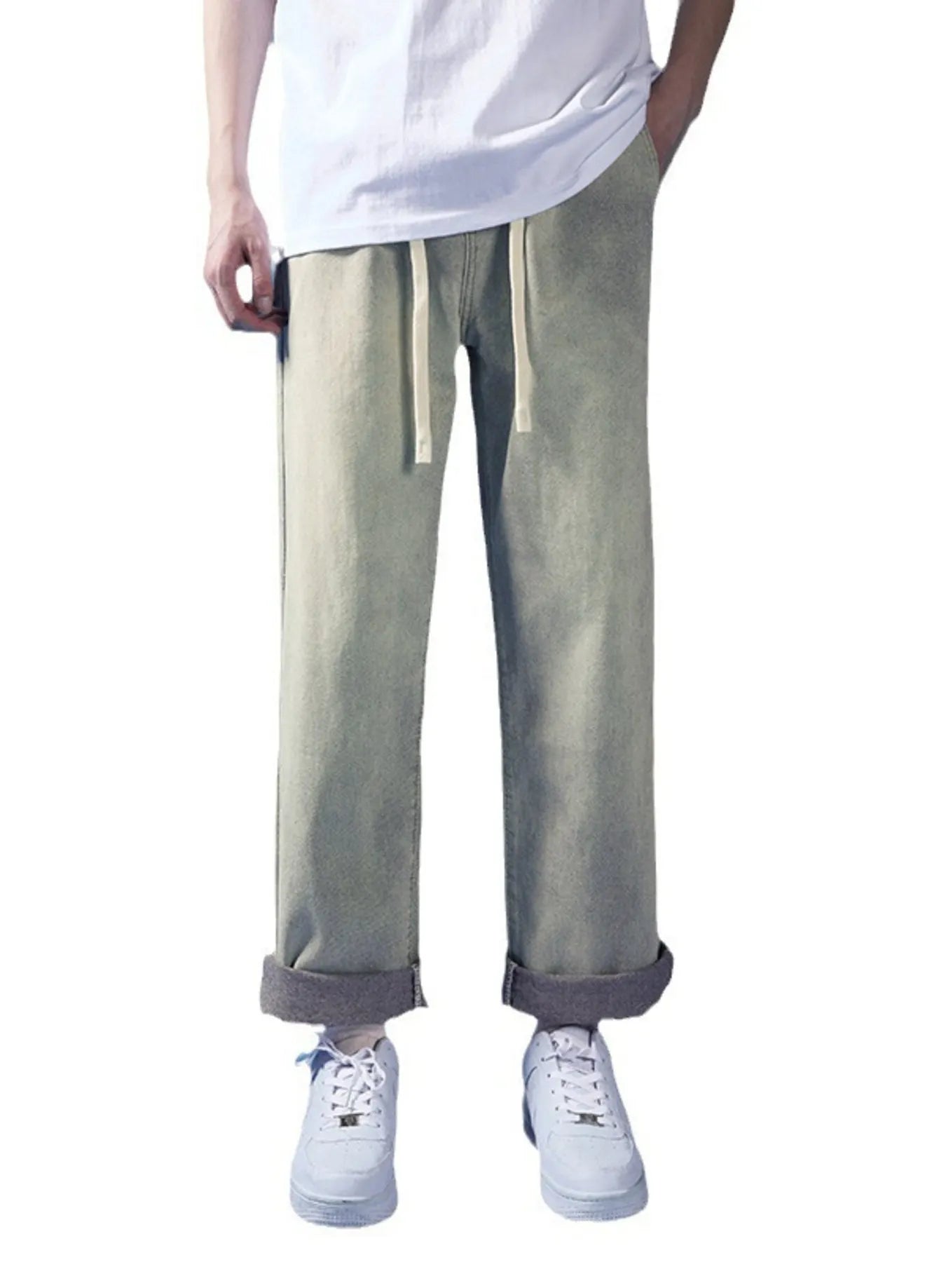 Men's Full Size Drawstring Relaxed Fit Jeans Plus Size