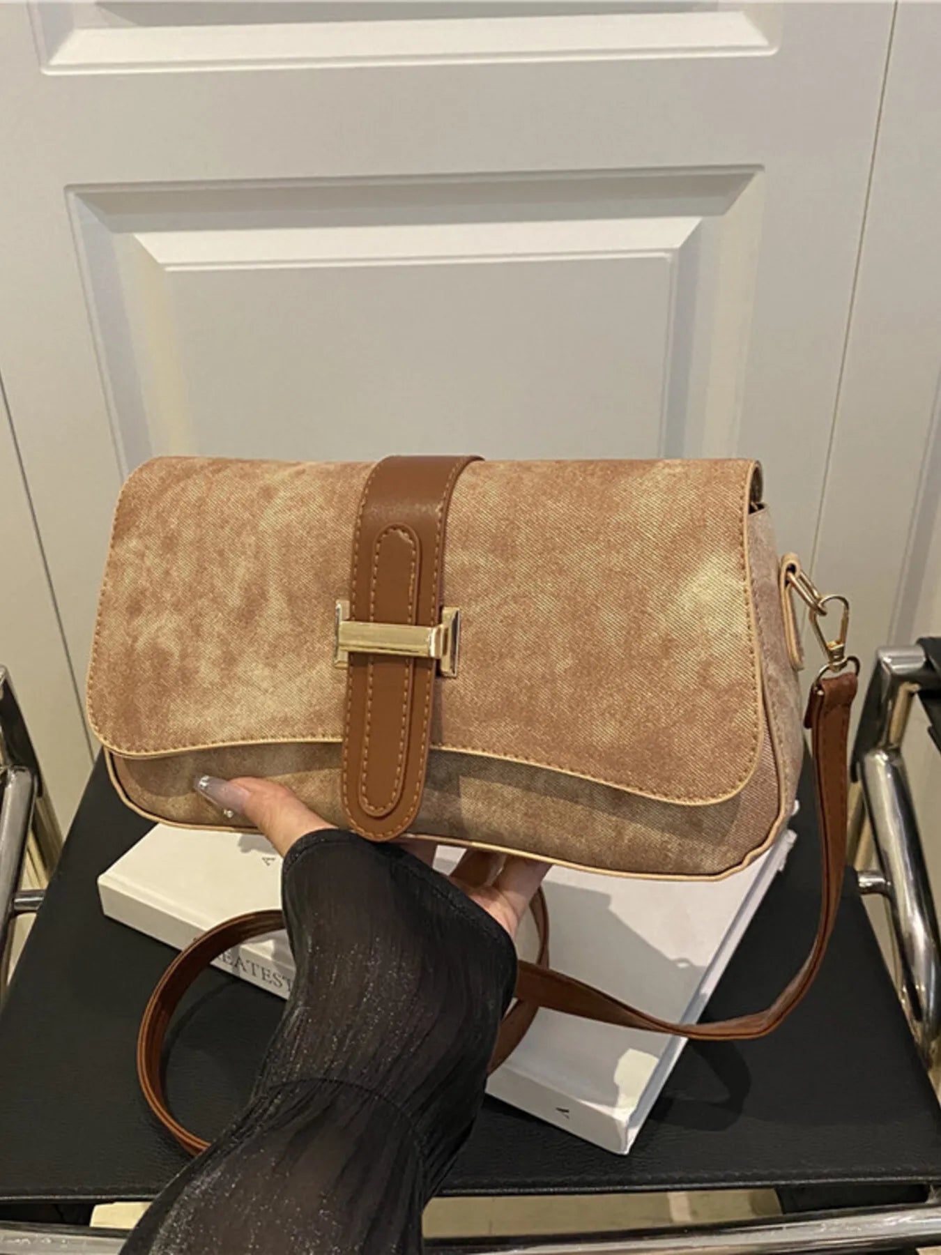 Leather Buckle Strap Crossbody Bag Trendsi