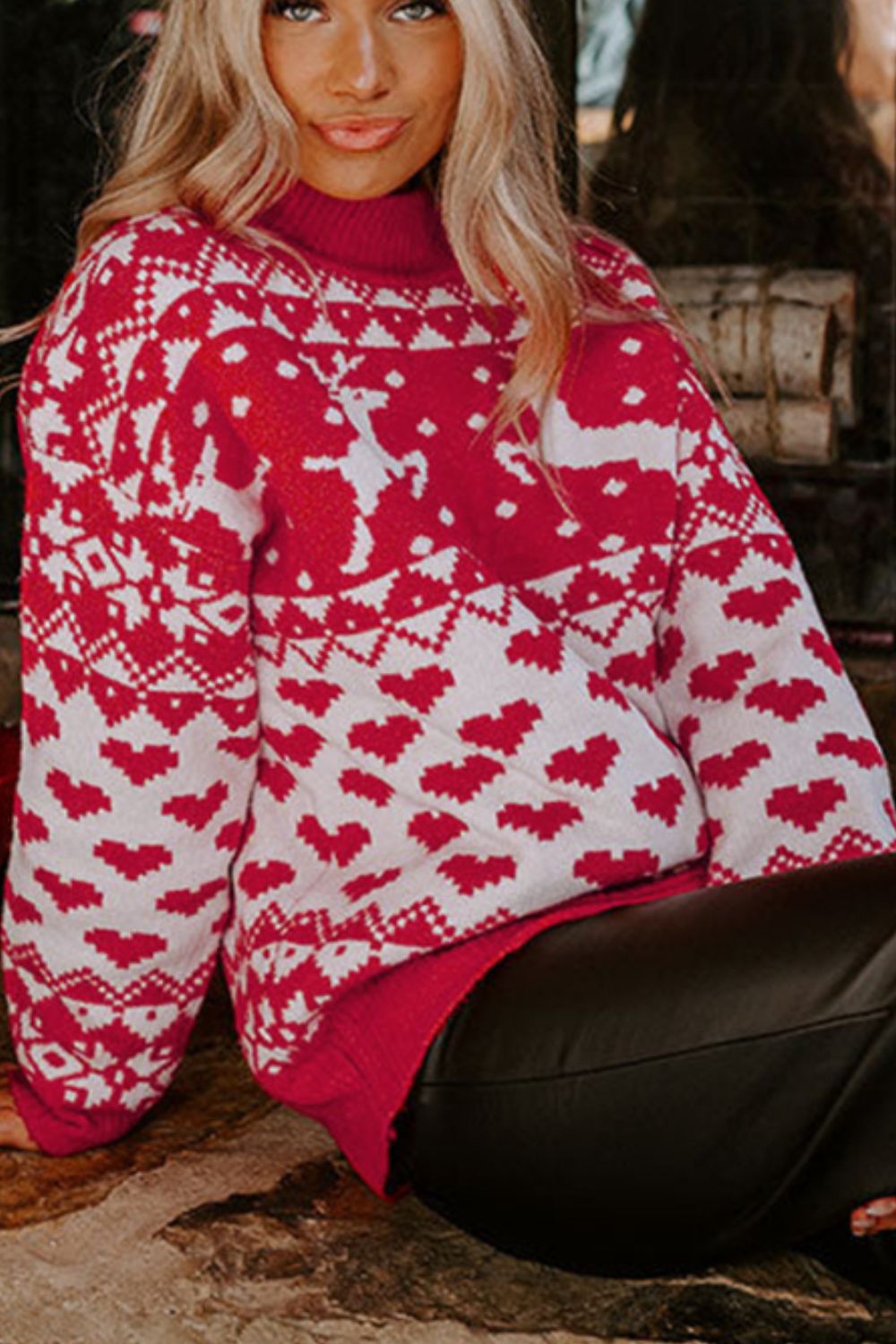 Christmas Element Turtleneck Long Sleeve Sweater NicholesGifts