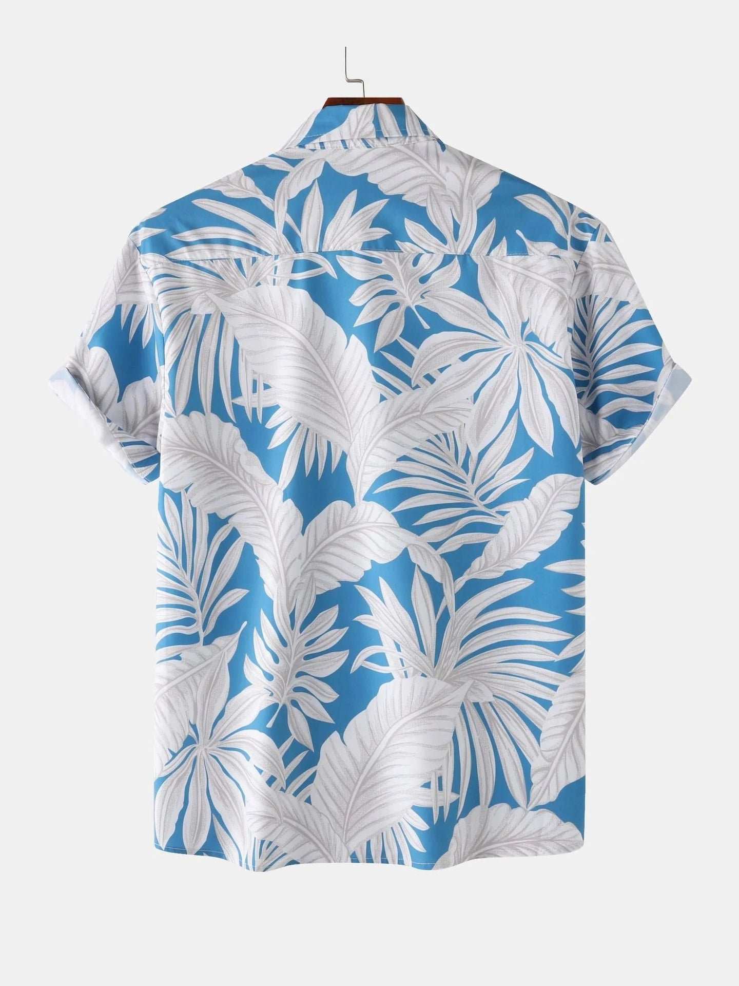 Men's Tropical Palm Leaf Print Hawaiian Short Sleeve Shirt Trendsi