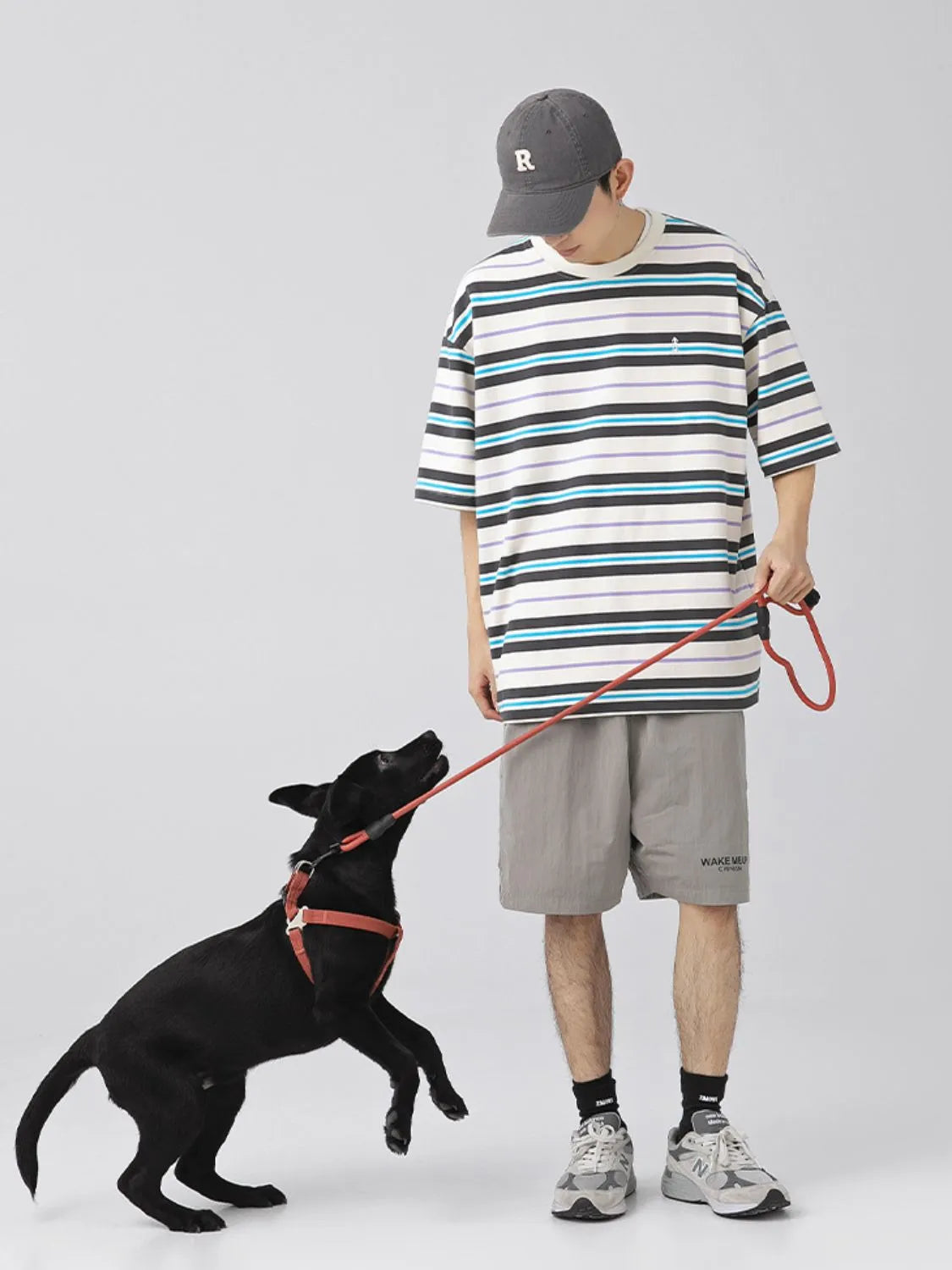 Men's Plus Size Basic style Round Neck Striped T-Shirt
