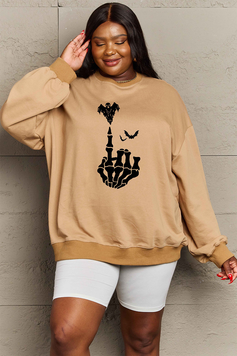 Women Simply Love Full Size Halloween Element Graphic Sweatshirt NicholesGifts