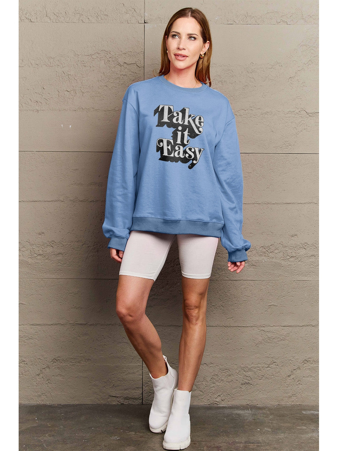 Simply Love Full Size TAKE IT EASY Graphic Sweatshirt NicholesGifts