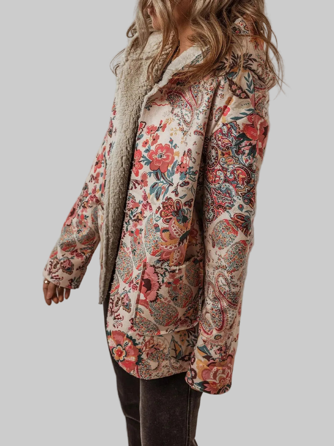 Printed Long Sleeve Hooded Jacket nicholesgifts