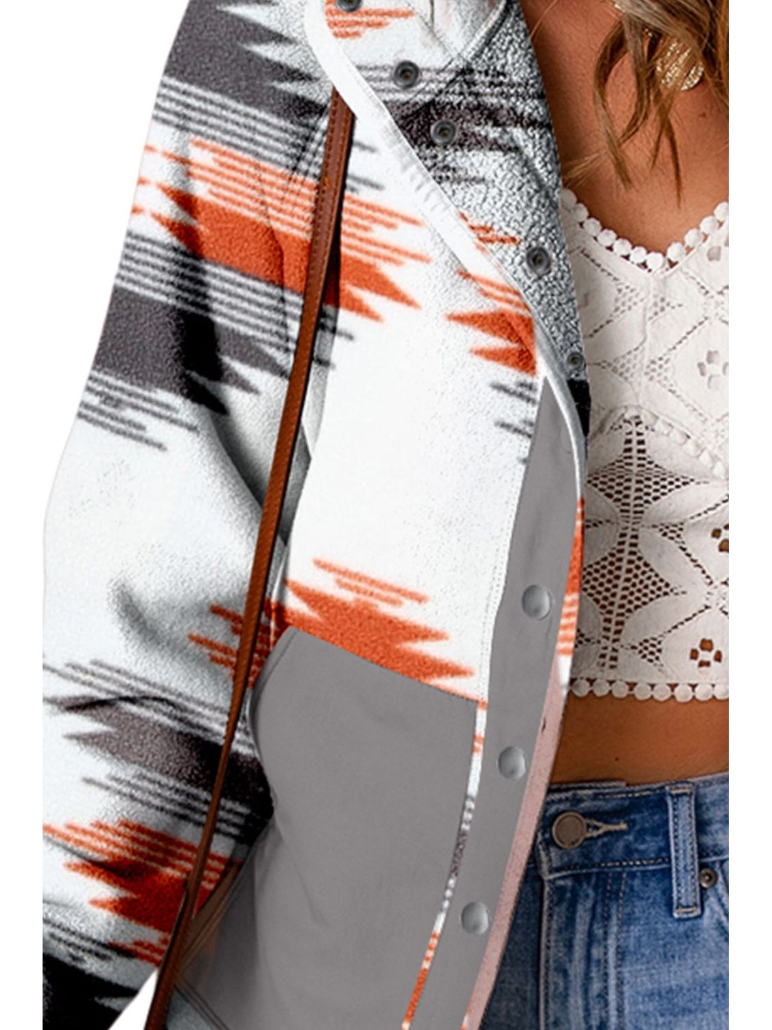 Printed Snap Down Hooded Jacket NicholesGifts