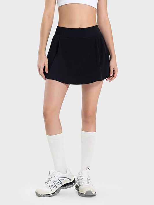 Women Pleated Detail Mid-Rise Waist Active Skirt