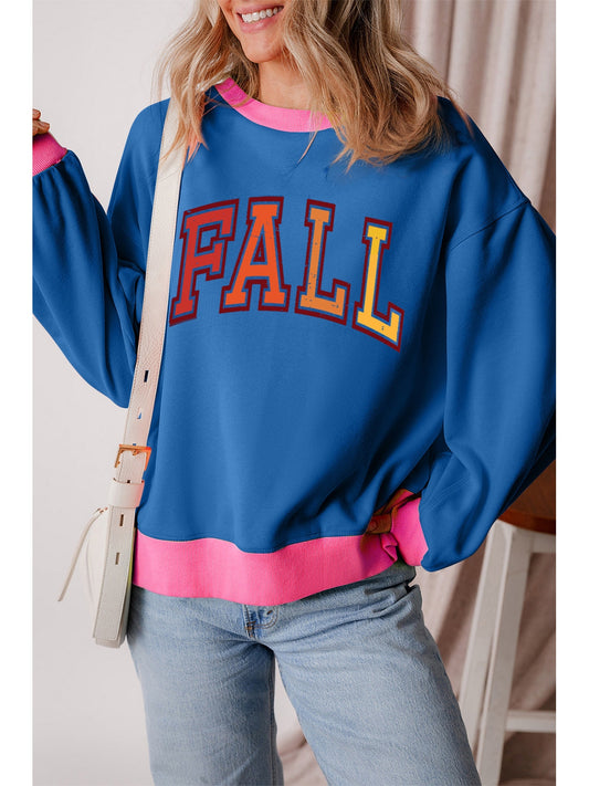 Women Letter Graphic Contrast Long Sleeve Sweatshirt