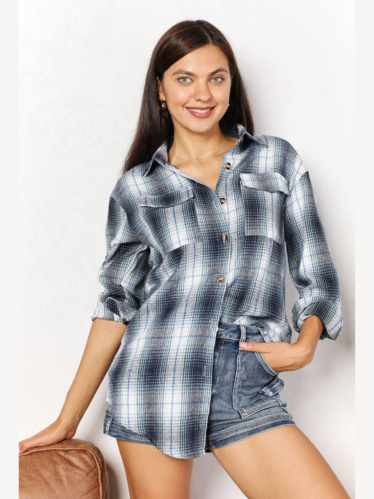 Mandy Plaid Dropped Shoulder Shirt NicholesGifts