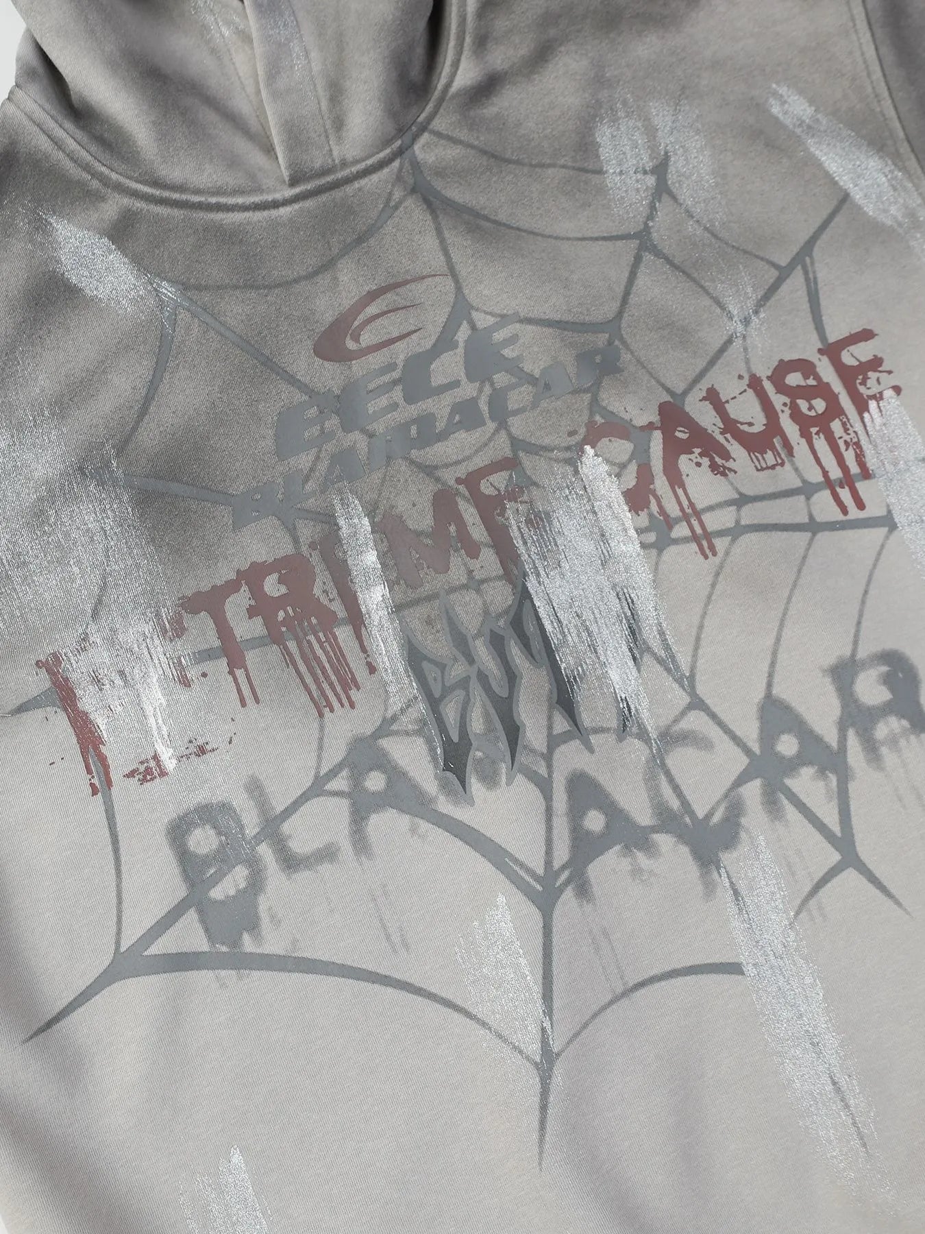 Men's Gothic Spider Web Graffiti Print Hoodie
