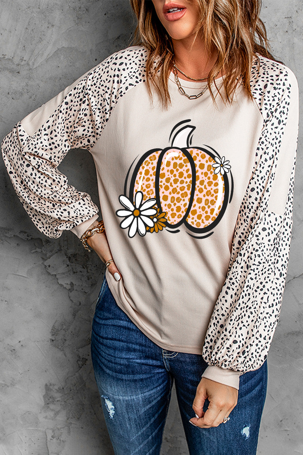 Pumpkin Graphic Round Neck Long Sleeve Top NicholesGifts