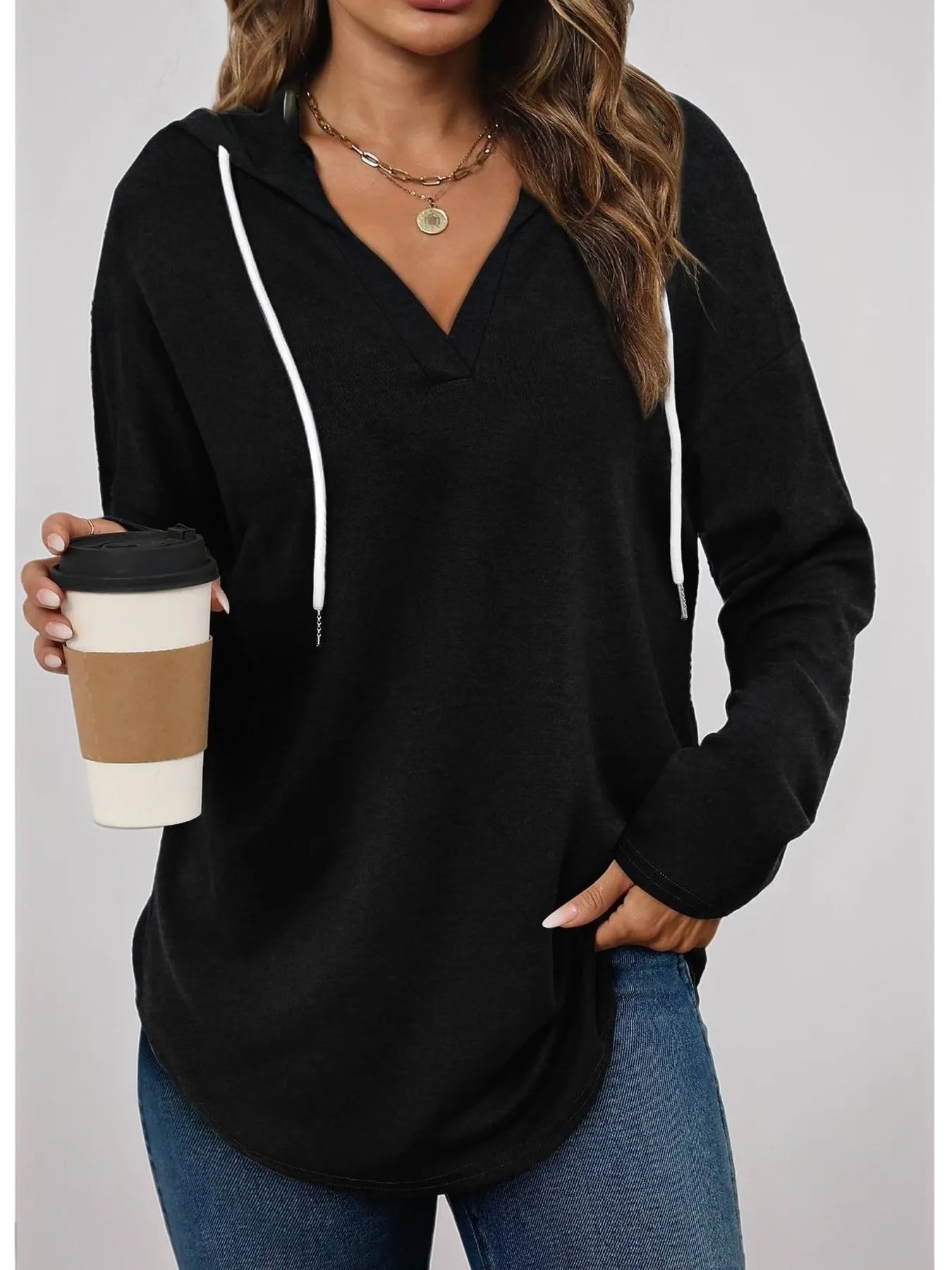 Full Size Drawstring Long Sleeve Hoodie Plus Size