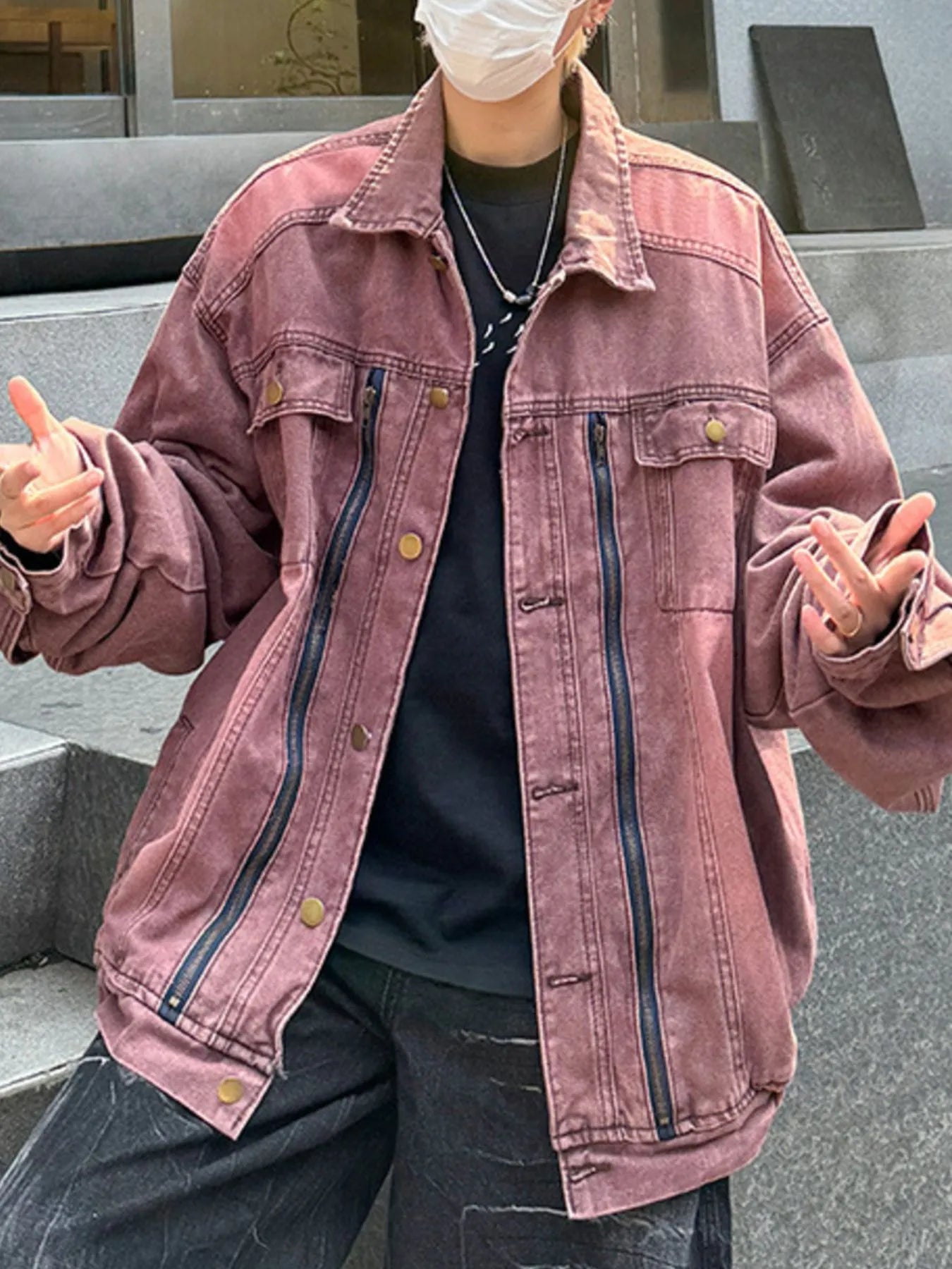 Men's Plus Size Button Up Long Sleeve Denim Jacket Trendsi