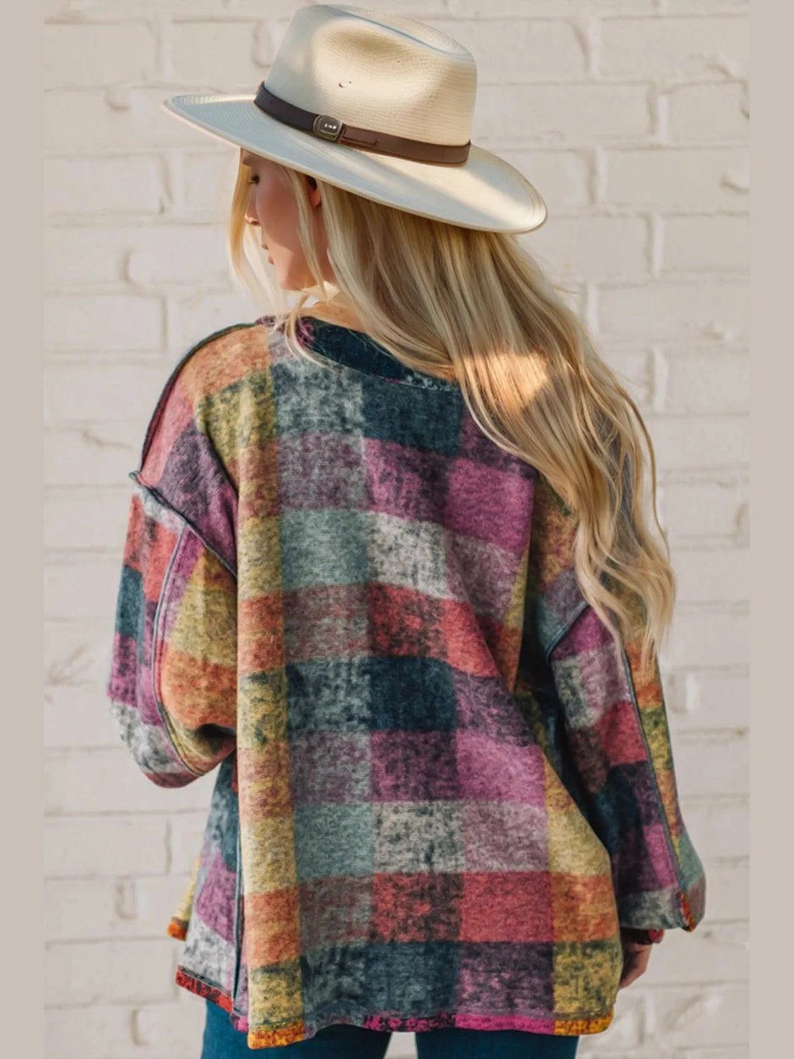 Double Take Full Size Exposed Seam Button Up Fleece Shacket Trendsi