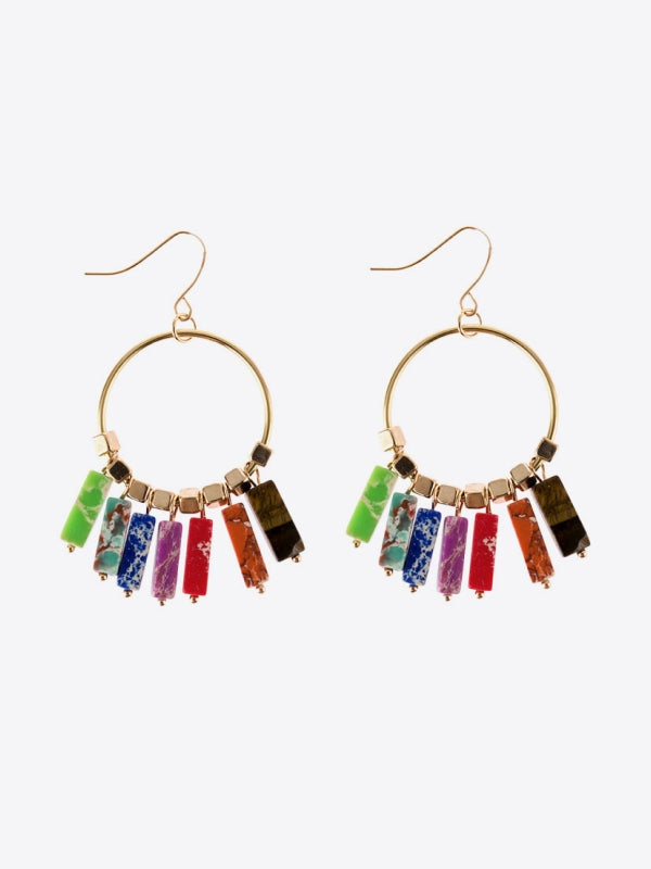 Multicolored Stone Dangle Earrings NicholesGifts