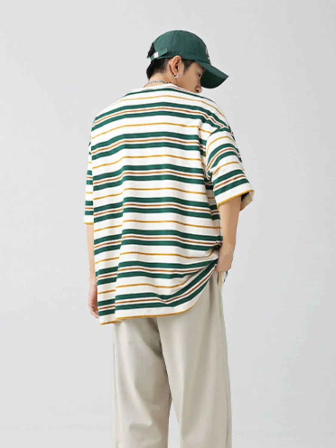 Men's Plus Size Basic style Round Neck Striped T-Shirt