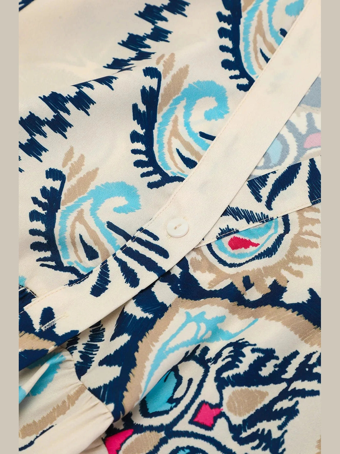 Printed Notched Three-Quarter Sleeve Mini Dress Trendsi