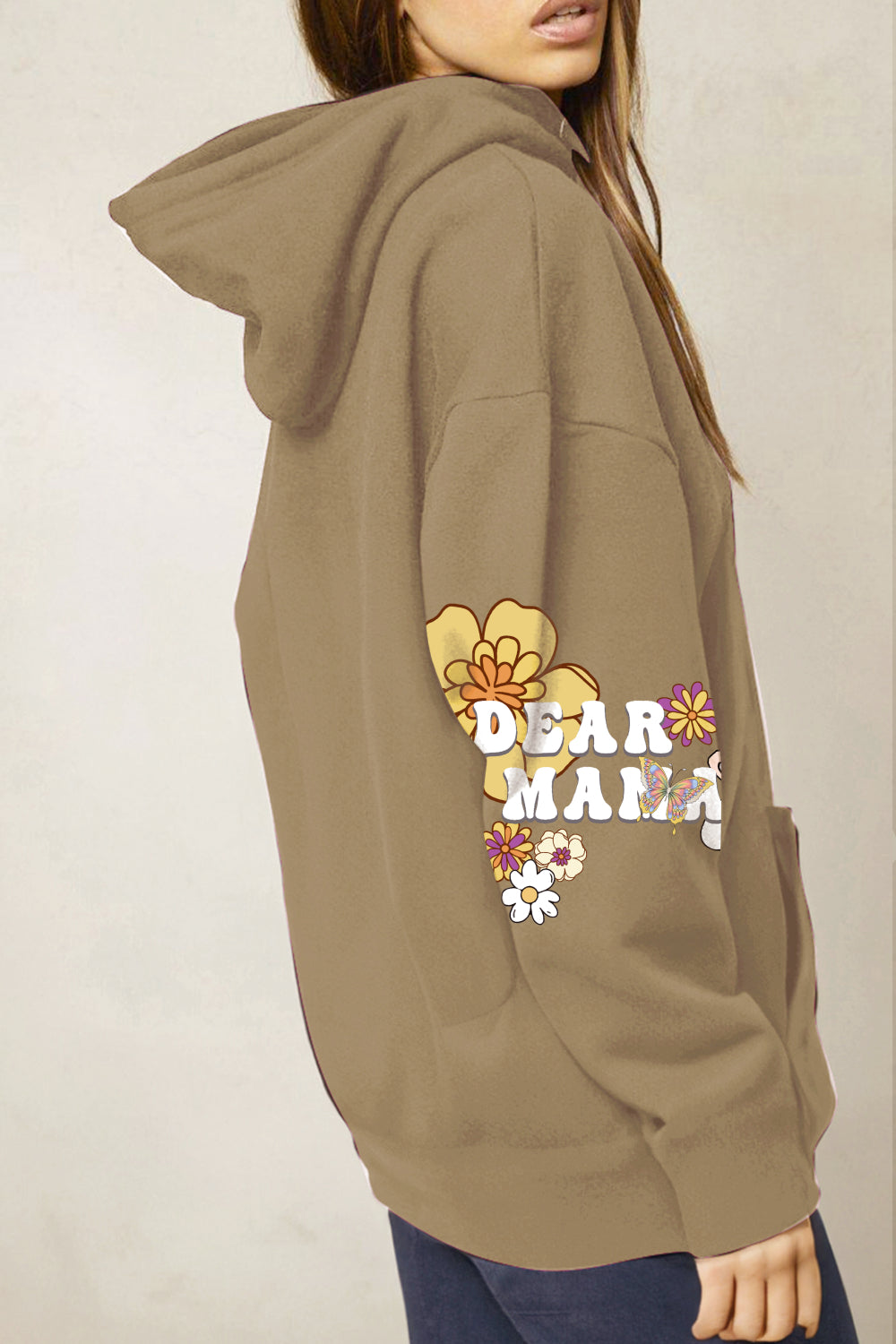 Simply Love Simply Love Full Size DEAR MAMA Flower Graphic Hoodie Trendsi