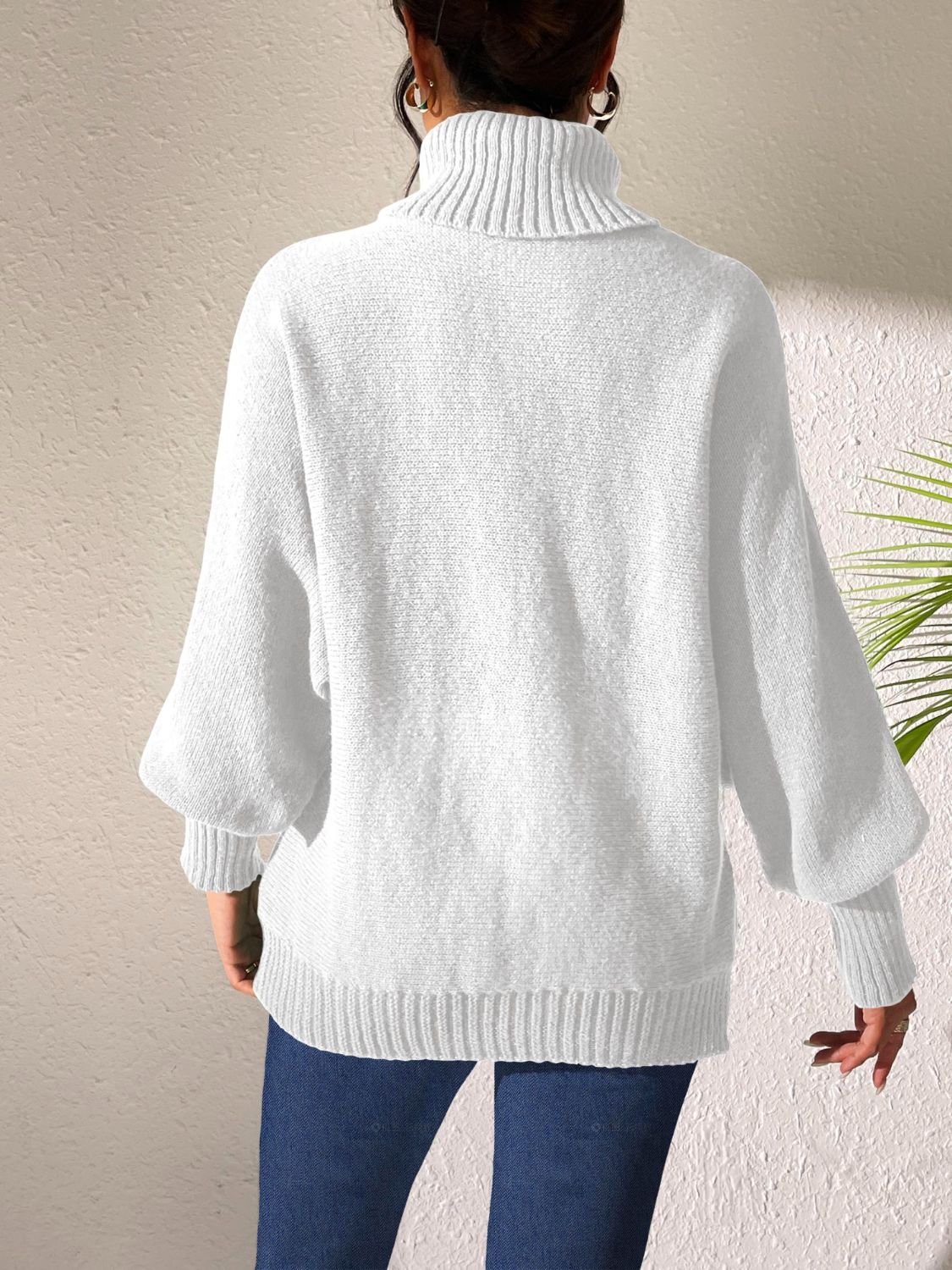 Women Heart Turtleneck Long Sleeve Sweater