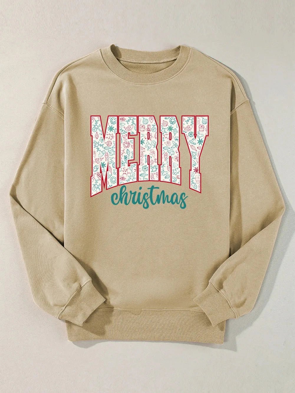 NicholesGifts Women Merry Christmas Round Neck Long Sleeve Christmas Sweatshirt NicholesGifts