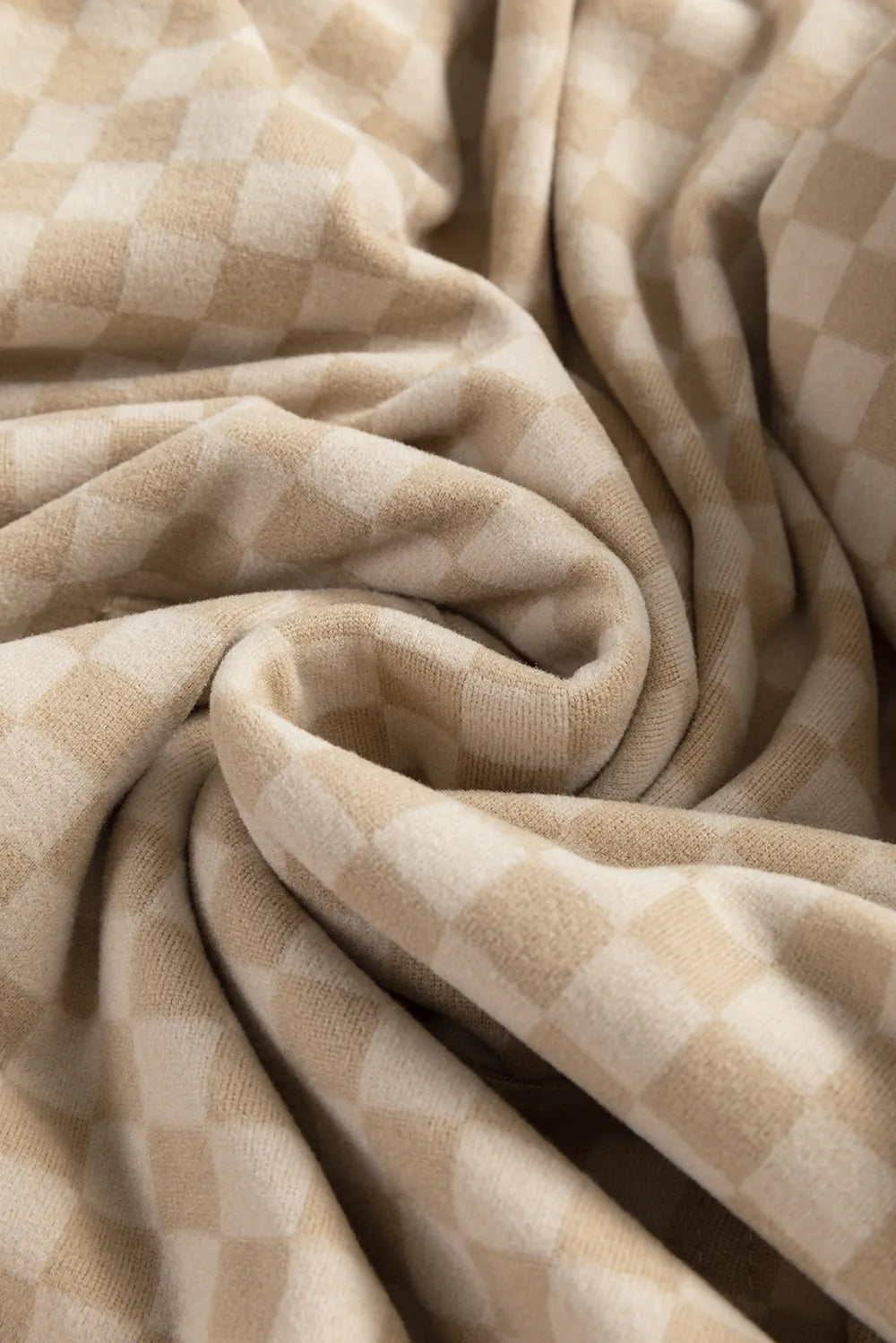 Checkered Print Kangaroo Pocket Drawstring Hoodie Trendsi