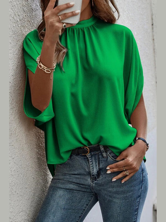 Tie Back Slit Half Sleeve Blouse