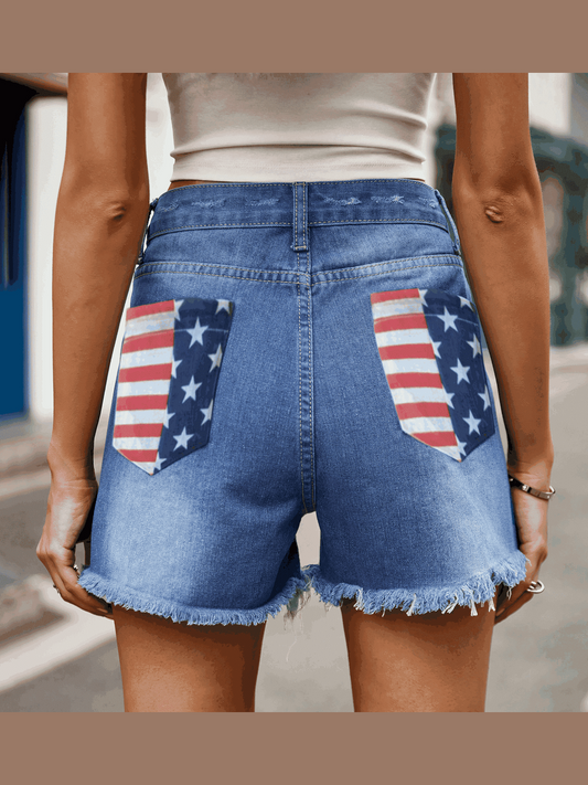 US Flag Distressed Denim Shorts NicholesGifts