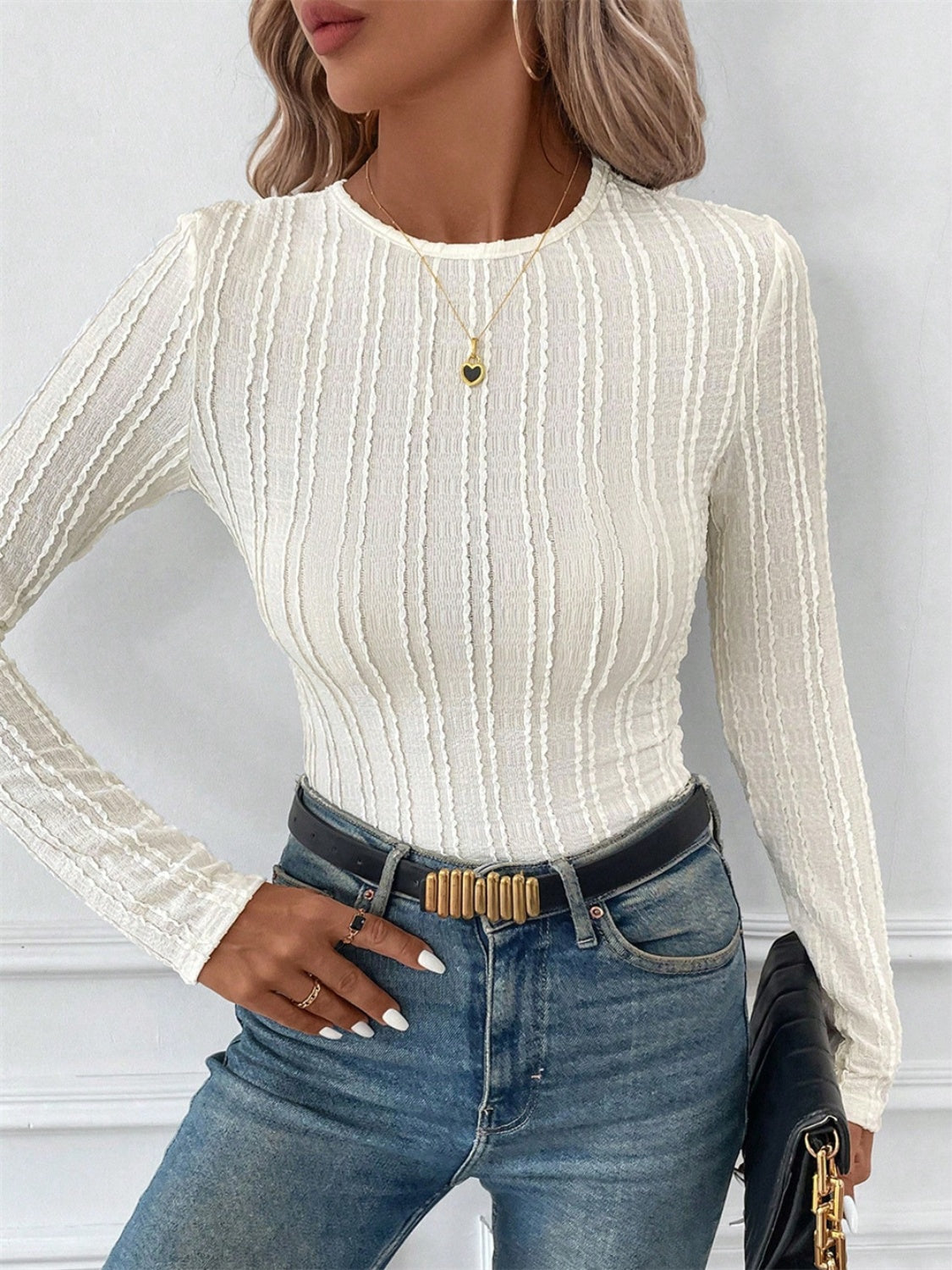 Round Neck Long Sleeve Top NicholesGifts