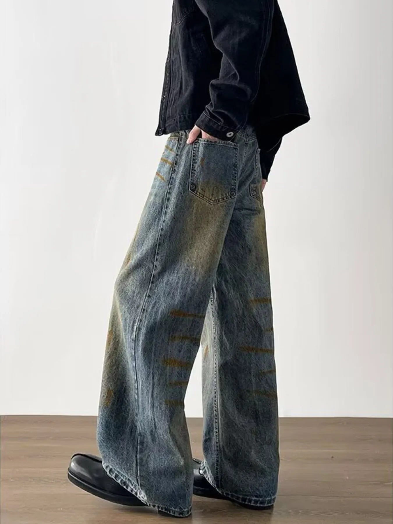 Men's Full Size Wide-Leg Jeans Plus Size Trendsi