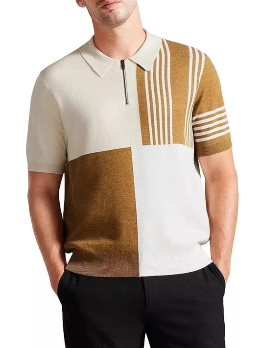 Men's Plus Size Color Block Short Sleeve Polo NicholesGifts