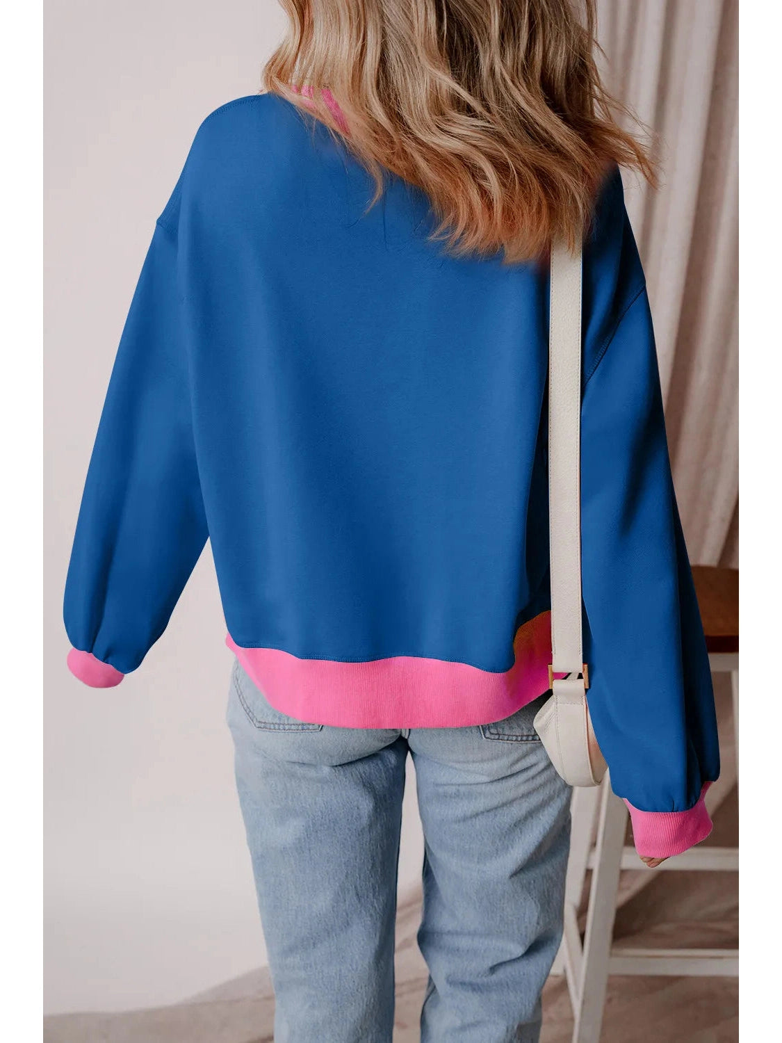 Women Letter Graphic Contrast Long Sleeve Sweatshirt nicholesgifts