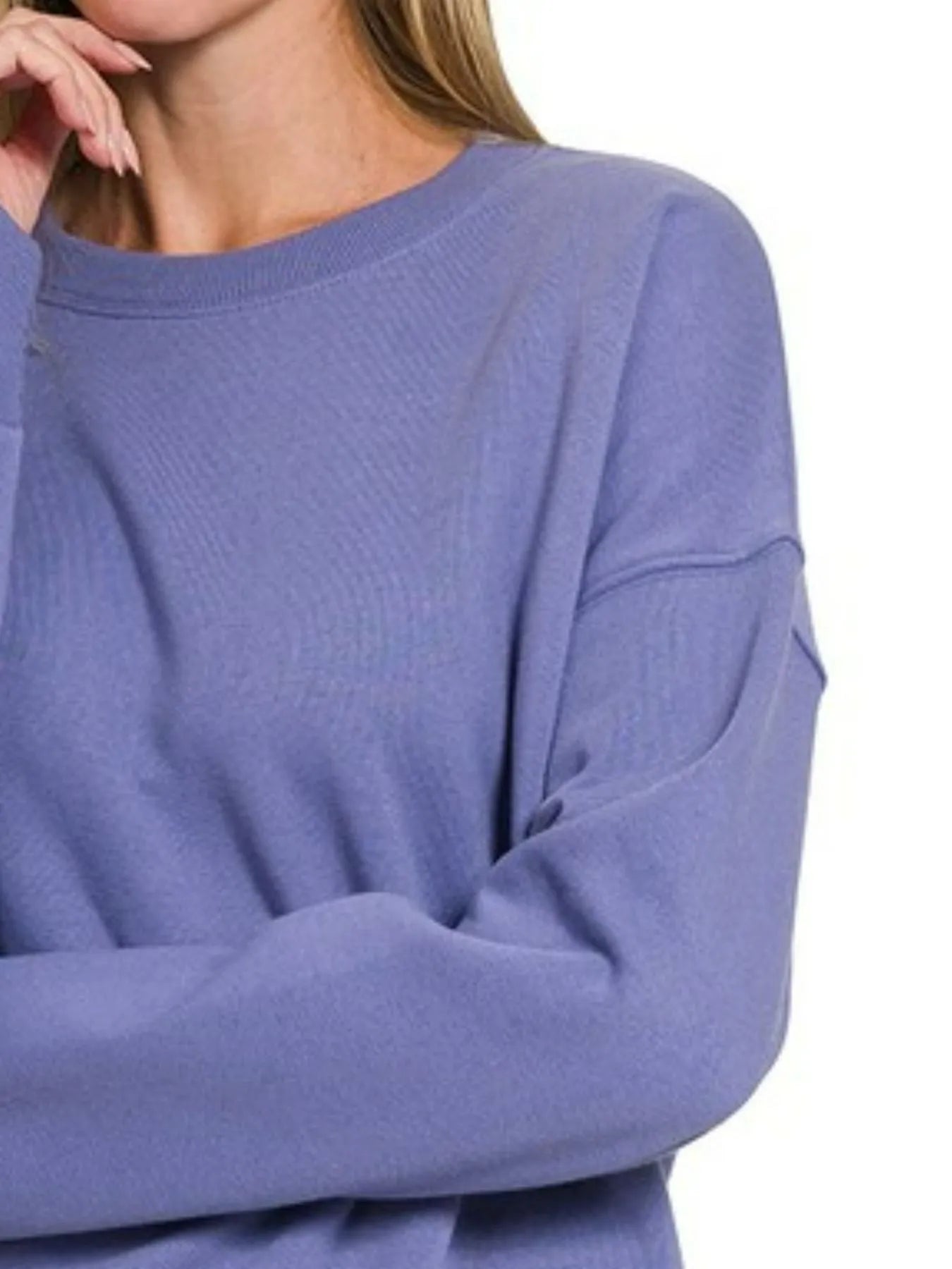 Zenana Full Size Fleece Drop Shoulder Sweatshirt Plus Size
