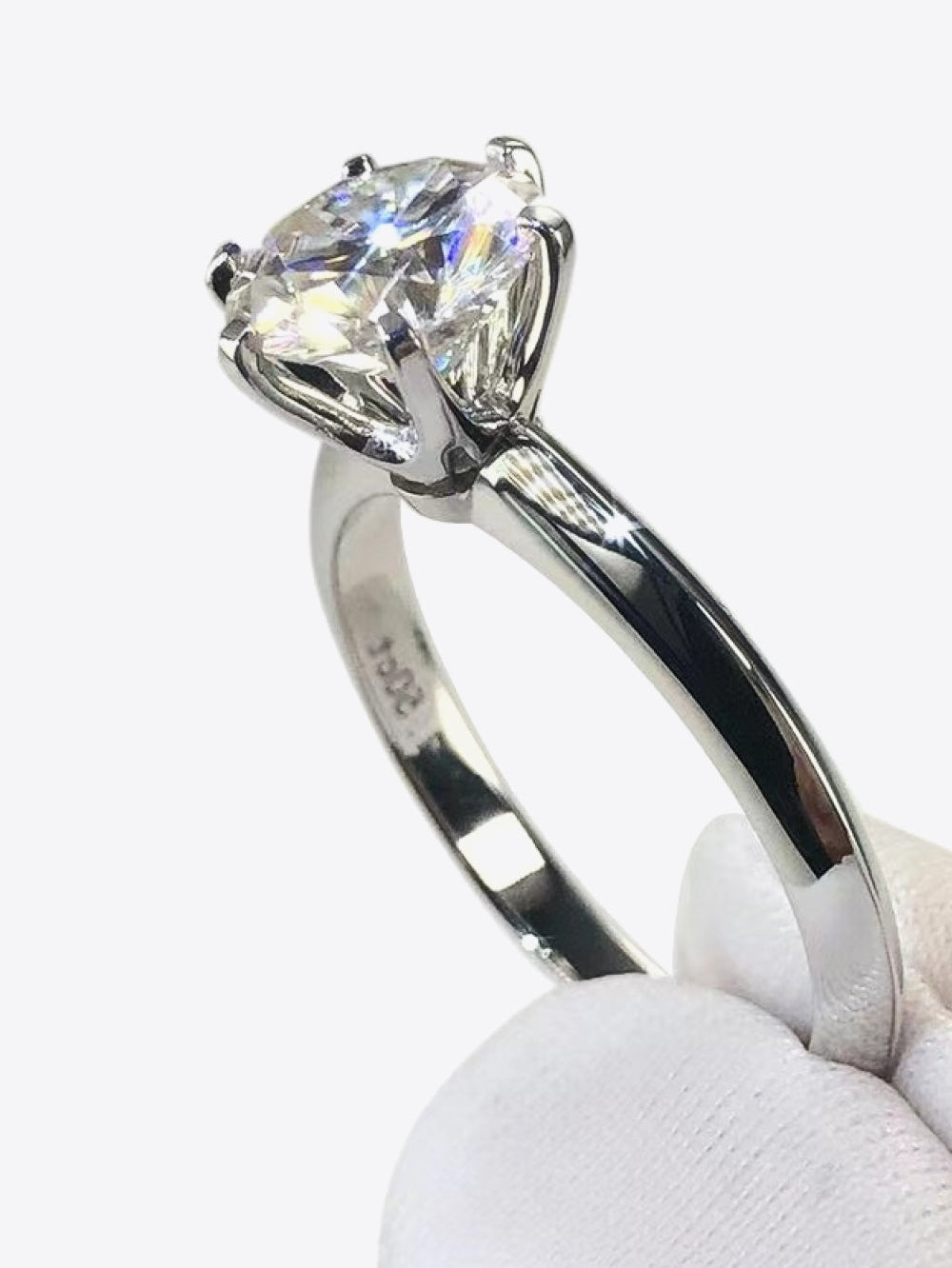 Adored 925 Sterling Silver 3 Carat Moissanite 6-Prong Ring