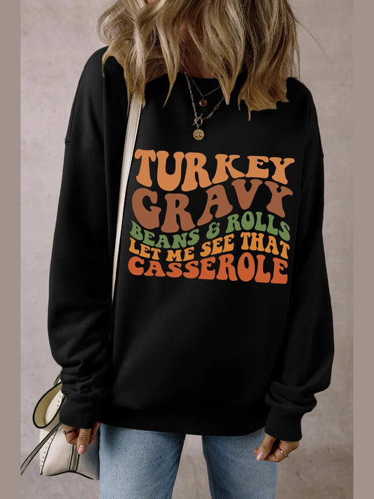 Letter Graphic Round Neck Long Sleeve Sweatshirt Trendsi