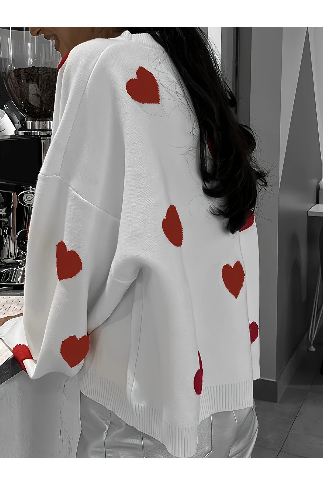 NicholesGifts Women Valentine’s Day Heart Round Neck Long Sleeve Sweater NicholesGifts