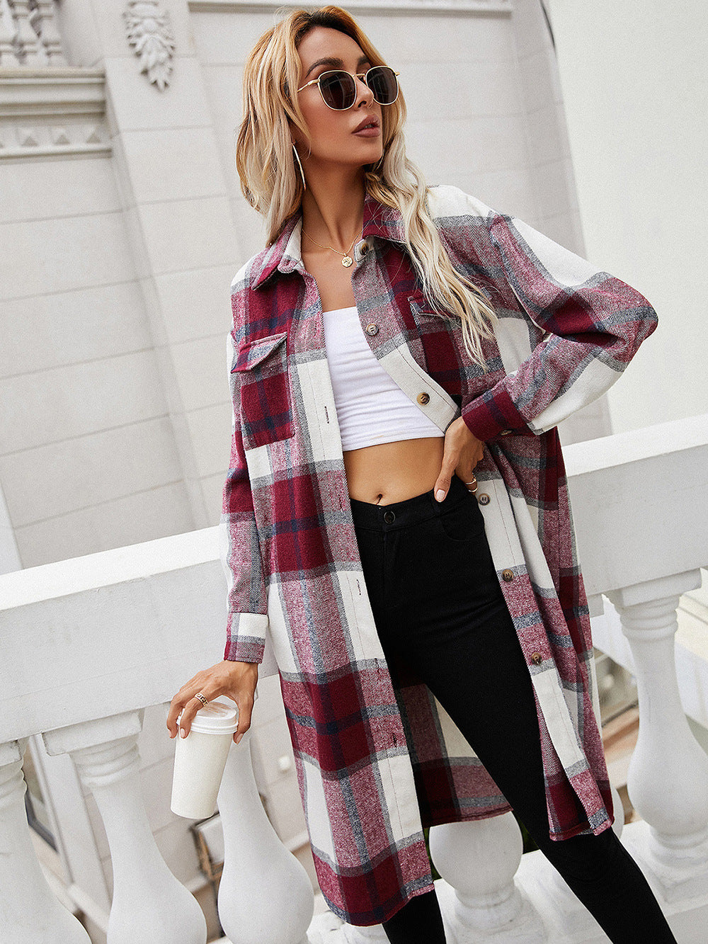 Ivy Lane Plaid Longline Shirt Jacket NicholesGifts