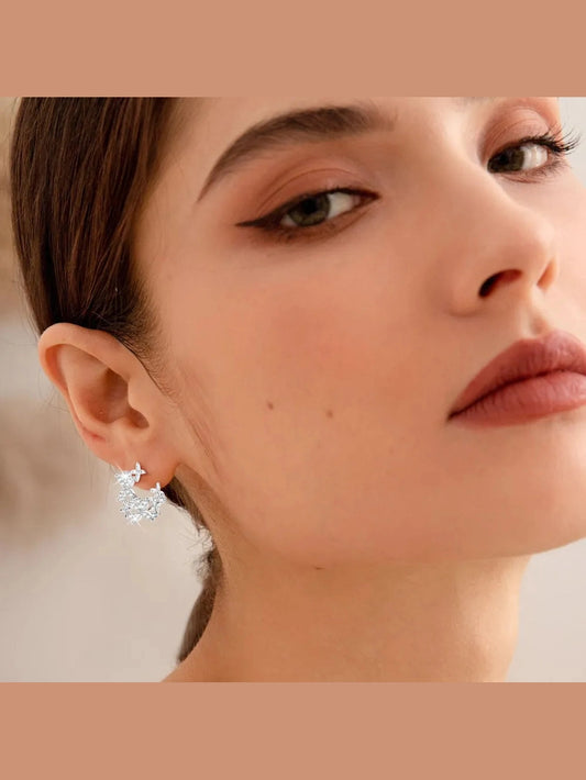925 Sterling Silver Moissanite Lucky Clover Earrings nicholesgifts
