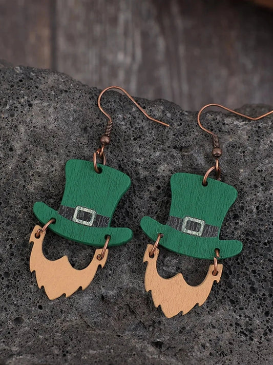 Wooden Hat Shape Dangle Earrings nicholesgifts
