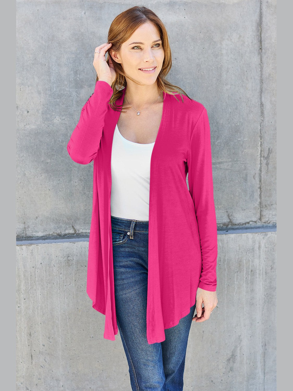 NicholesGifts Women Basic Bae Full Size Open Front Long Sleeve Cardigan NicholesGifts