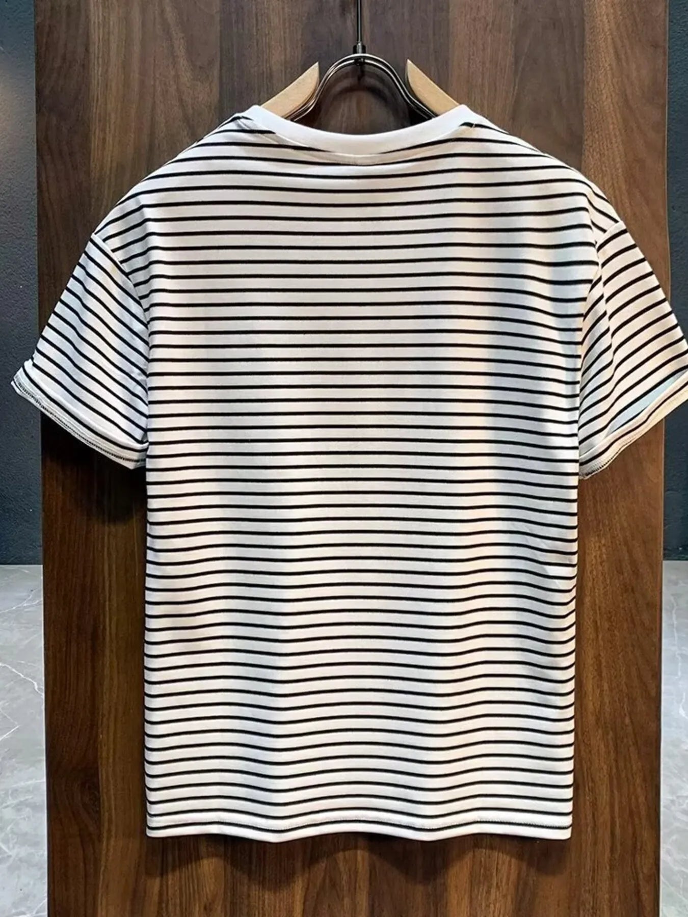 Men's Full Size Round Neck Contrast Striped T-Shirt Plus Size NicholesGifts