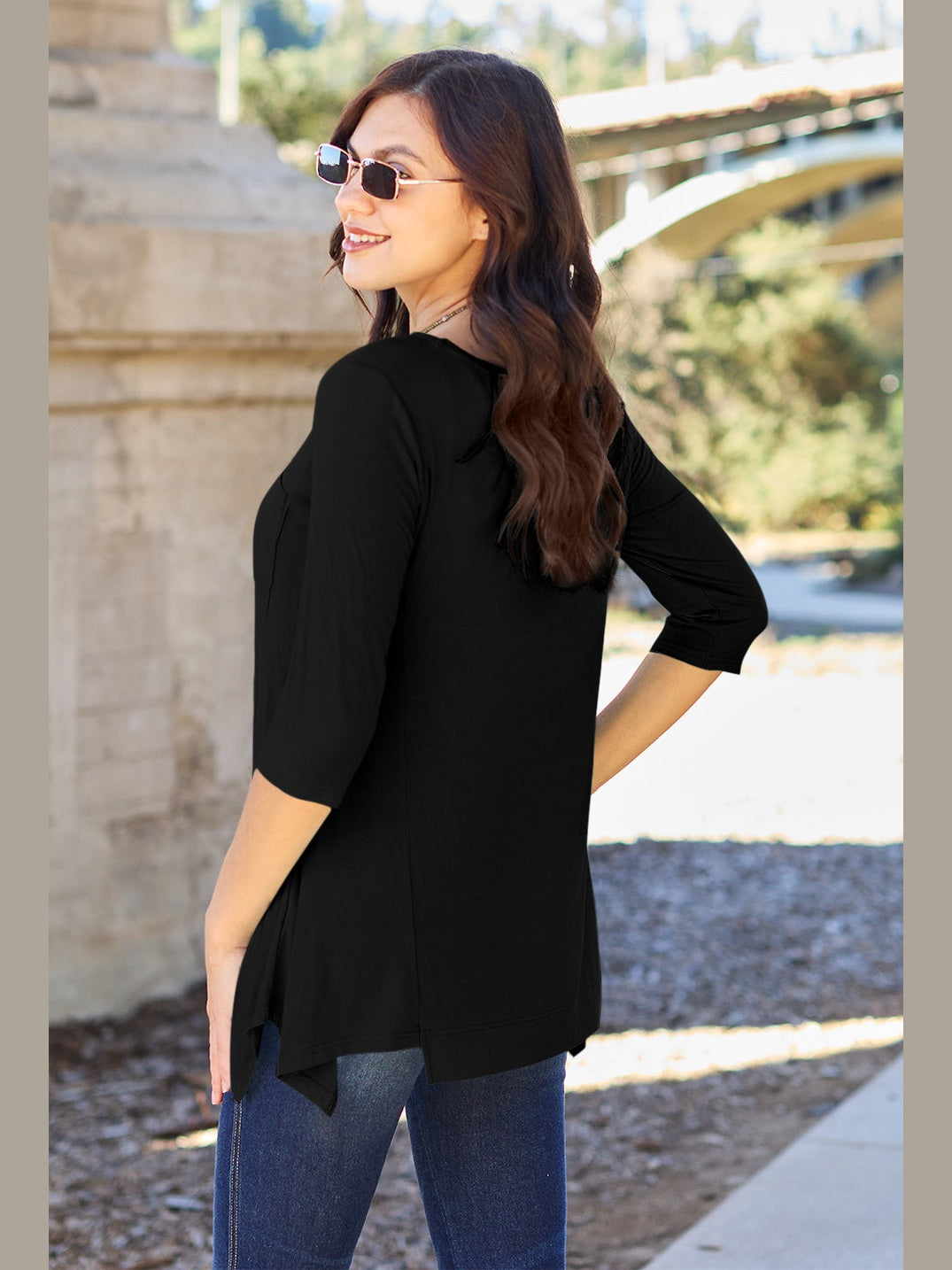 Women Basic Bae Full Size Round Neck Pocketed T-Shirt NicholesGifts