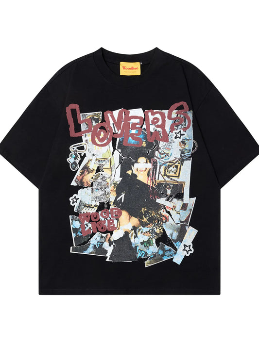 Men's Graphic Short Sleeve Oversized T-Shirt Trendsi