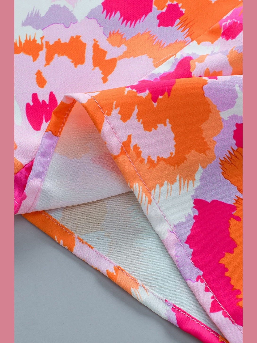 Printed V-Neck Short Sleeve Blouse