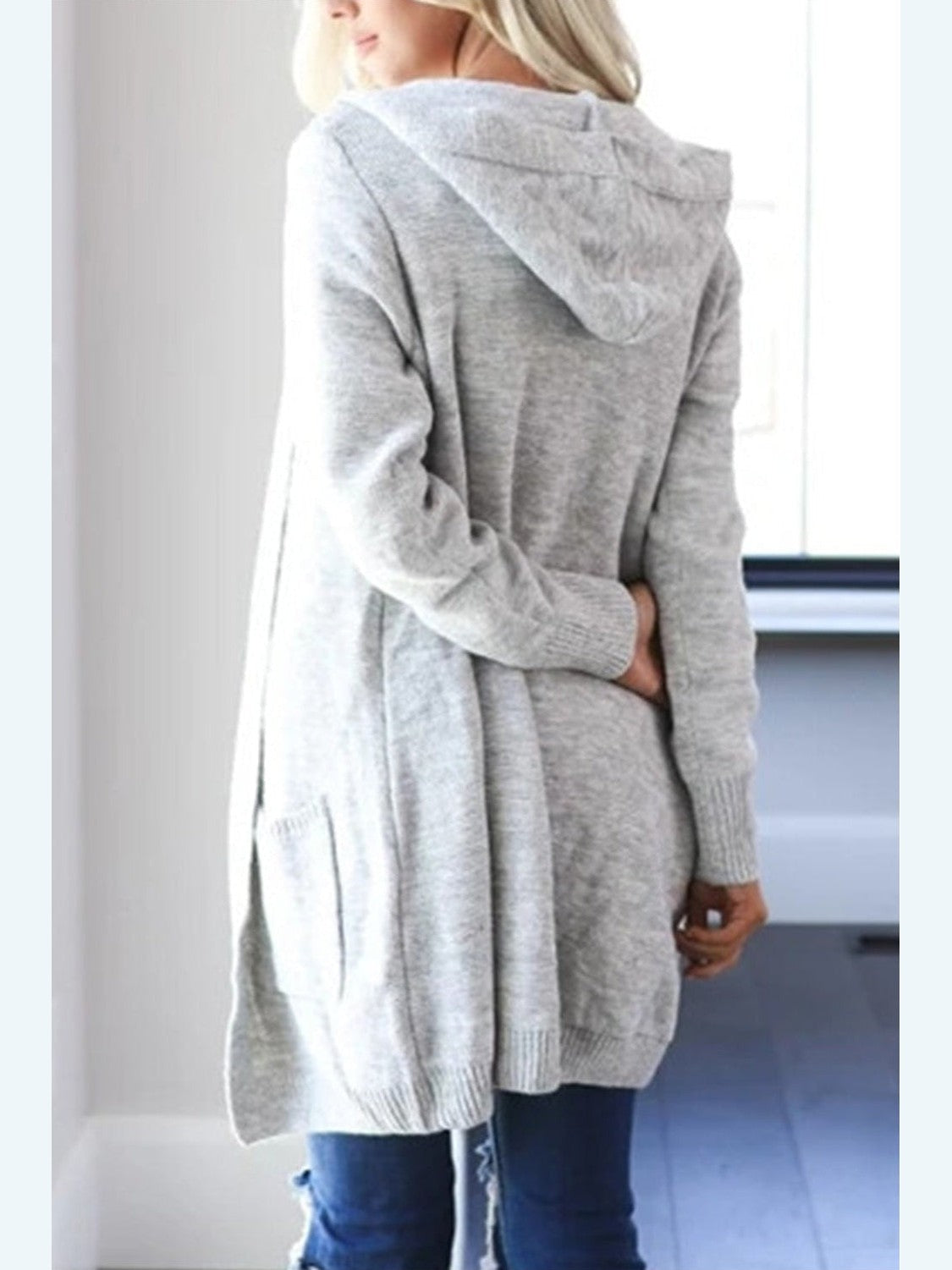 Women Heathered Open Front Cardigan with Pockets nicholesgifts