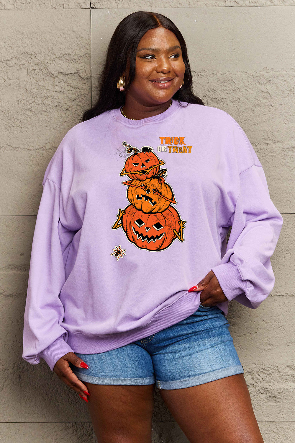Simply Love Full Size TRICK OR TREAT Graphic Sweatshirt NicholesGifts