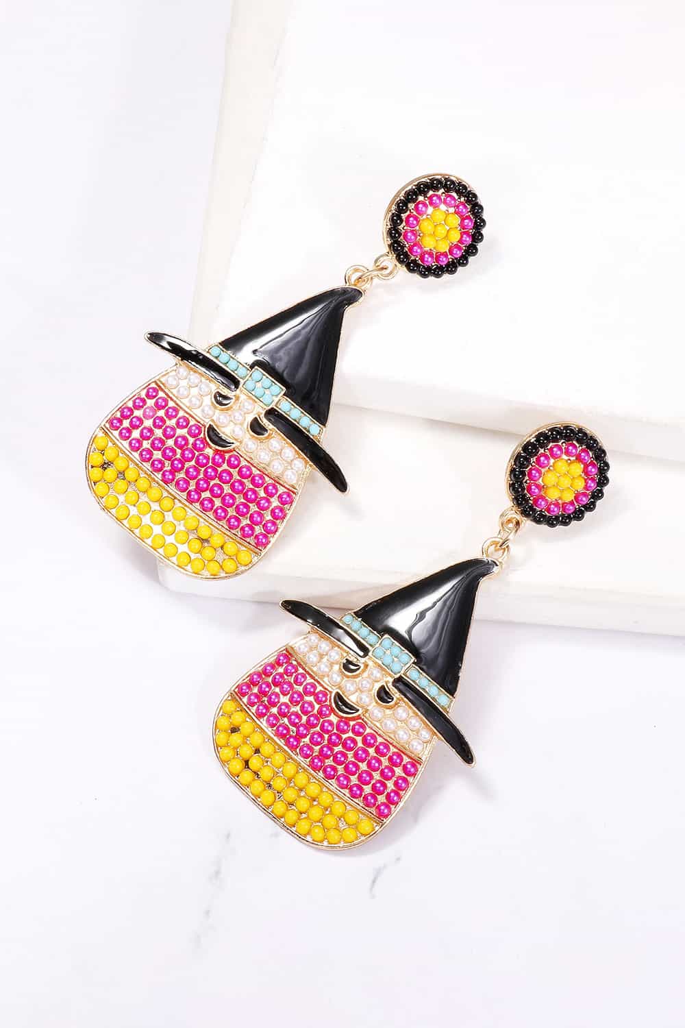 Women Witch's Hat Shape Synthetic Pearl Dangle Earrings NicholesGifts