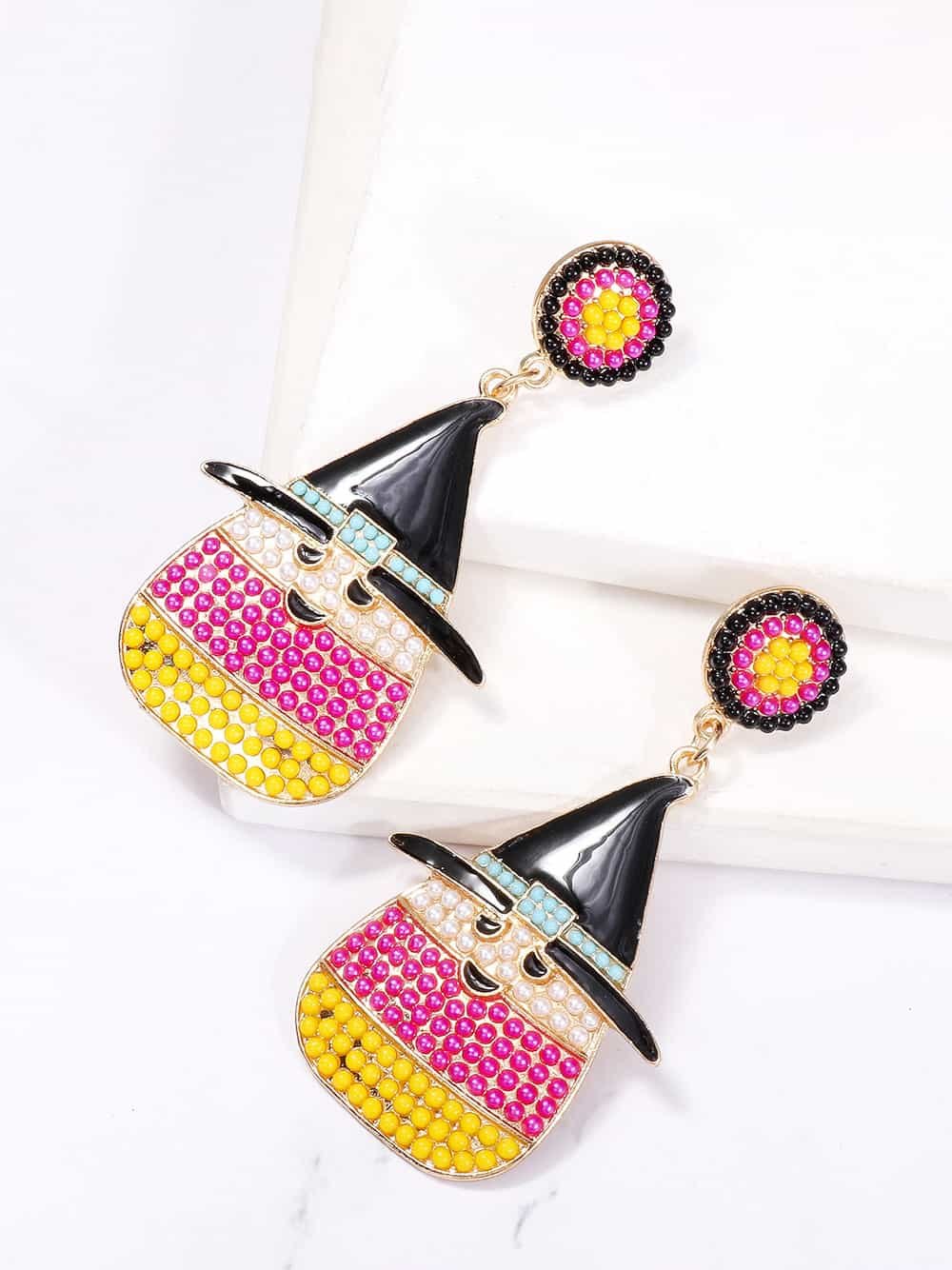 Witch's Hat Shape Synthetic Pearl Dangle Earrings